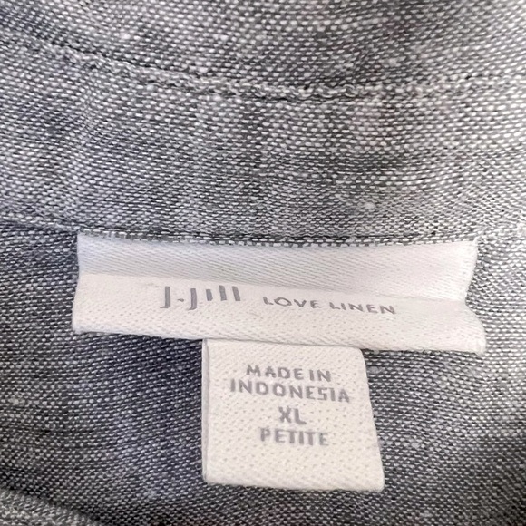 J.Jill Love Linen Gray Blue Button-Up Relaxed Fit Classic Shirt Staple Coastal - Picture 3 of 12